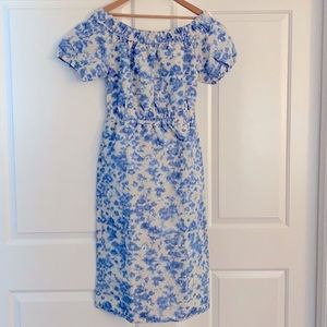 NWT J. Crew Antique Floral Off Shoulder Ikat Dress
